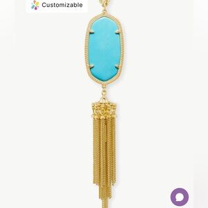 Rayne Gold Long Pendant Necklace in Turquoise